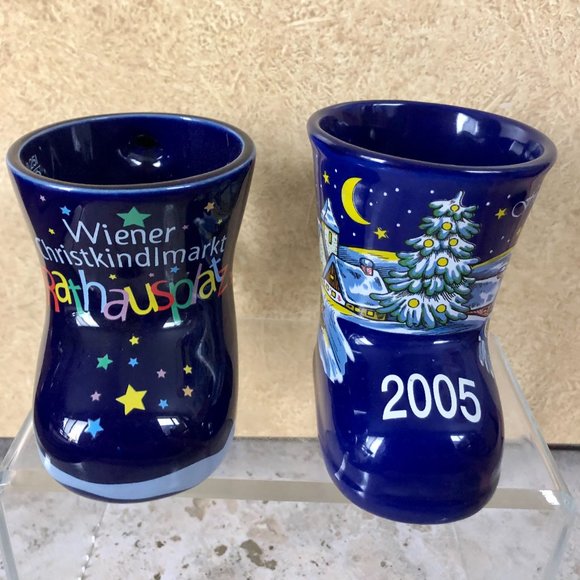 Koessinger AG Mug Boot Schierling Christmas Festive Blue Germany Lot 2 New - Picture 1 of 10